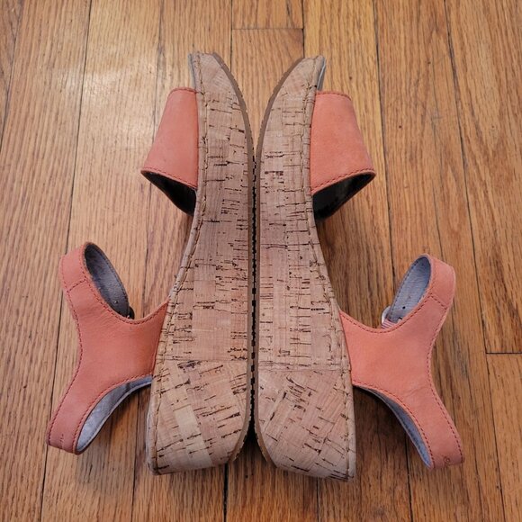 Eddie‎ Bauer Cork Wedge Sandals 8.5 Orange KARA Summer Shoes - Picture 5 of 7